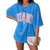 imageVerdusa Womens Summer Oversized Cute Shirt Graphic Print Short Sleeve Tunic Tops Casual Loose Drop Shoulder Crew Neck TeeBlue