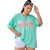 imageVerdusa Womens Summer Oversized Cute Shirt Graphic Print Short Sleeve Tunic Tops Casual Loose Drop Shoulder Crew Neck TeePlus Mint Green