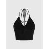 imageVerdusa Womens Crop Halter Tops Y2k Goth Clothes Crochet Cami Sleeveless Tie Backless Boho Knit Top CamisoleBlack