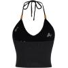 imageVerdusa Womens Crop Halter Tops Y2k Goth Clothes Crochet Cami Sleeveless Tie Backless Boho Knit Top CamisoleCherry Black