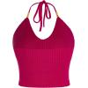 imageVerdusa Womens Crop Halter Tops Y2k Goth Clothes Crochet Cami Sleeveless Tie Backless Boho Knit Top CamisoleHot Pink