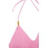 imageVerdusa Womens Crop Halter Tops Y2k Goth Clothes Crochet Cami Sleeveless Tie Backless Boho Knit Top CamisolePink