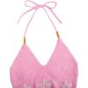 imageVerdusa Womens Crop Halter Tops Y2k Goth Clothes Crochet Cami Sleeveless Tie Backless Boho Knit Top CamisolePink
