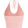 imageVerdusa Womens Crop Halter Tops Y2k Goth Clothes Crochet Cami Sleeveless Tie Backless Boho Knit Top CamisolePink Red