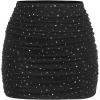 imageVerdusa Womens Mesh Ruched Pencil Skirt High Waisted Bodycon Mini SkirtsBlack Sequin