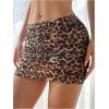 imageVerdusa Womens Mesh Ruched Pencil Skirt High Waisted Bodycon Mini SkirtsBrown Leopard