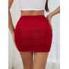 imageVerdusa Womens Mesh Ruched Pencil Skirt High Waisted Bodycon Mini SkirtsRed