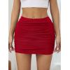 imageVerdusa Womens Mesh Ruched Pencil Skirt High Waisted Bodycon Mini SkirtsRed