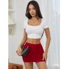 imageVerdusa Womens Mesh Ruched Pencil Skirt High Waisted Bodycon Mini SkirtsRed