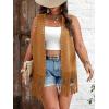 imageVerdusa Womens Plus Size Fringe Vest Faux Suede Rivets Sleeveless Tassel JacketCamel