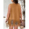 imageVerdusa Womens Plus Size Fringe Vest Faux Suede Rivets Sleeveless Tassel JacketCamel