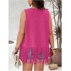 imageVerdusa Womens Plus Size Fringe Vest Faux Suede Rivets Sleeveless Tassel JacketHot Pink