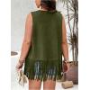 imageVerdusa Womens Plus Size Fringe Vest Faux Suede Rivets Sleeveless Tassel JacketOlive Green