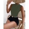 imageVerdusa Womens Sleeveless Mock Neck Textured Tank TopArmy Green