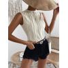 imageVerdusa Womens Sleeveless Mock Neck Textured Tank TopBeige