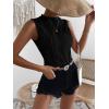 imageVerdusa Womens Sleeveless Mock Neck Textured Tank TopBlack