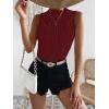imageVerdusa Womens Sleeveless Mock Neck Textured Tank TopBurgundy