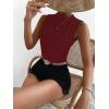 imageVerdusa Womens Sleeveless Mock Neck Textured Tank TopBurgundy