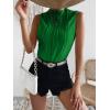 imageVerdusa Womens Sleeveless Mock Neck Textured Tank TopDark Green