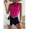 imageVerdusa Womens Sleeveless Mock Neck Textured Tank TopHot Pink