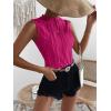 imageVerdusa Womens Sleeveless Mock Neck Textured Tank TopHot Pink