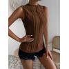 imageVerdusa Womens Sleeveless Mock Neck Textured Tank TopMocha Brown