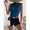 imageVerdusa Womens Sleeveless Mock Neck Textured Tank TopPeacock Blue
