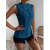 imageVerdusa Womens Sleeveless Mock Neck Textured Tank TopPeacock Blue