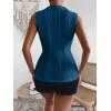 imageVerdusa Womens Sleeveless Mock Neck Textured Tank TopPeacock Blue