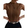 imageVerdusa Womens Sleeveless Mock Neck Textured Tank TopMocha Brown