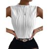 imageVerdusa Womens Sleeveless Mock Neck Textured Tank TopWhite