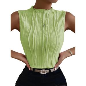 imageVerdusa Womens Sleeveless Mock Neck Textured Tank TopMint Green