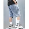 imageVerdusa Boys Elastic Waist Wide Leg Casual Loose Denim Shorts with PocketsBlue