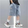 imageVerdusa Boys Elastic Waist Wide Leg Casual Loose Denim Shorts with PocketsLight Blue