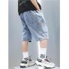 imageVerdusa Boys Elastic Waist Wide Leg Casual Loose Denim Shorts with PocketsLight Blue