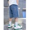 imageVerdusa Boys Elastic Waist Wide Leg Casual Loose Denim Shorts with PocketsLight Wash2