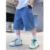 imageVerdusa Boys Elastic Waist Wide Leg Casual Loose Denim Shorts with PocketsLight Wash2