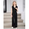 imageVerdusa Girls 2 Piece Outfits Clothing Sets Button Front Crop Vest Blazer and Wide Leg PantsDark Black