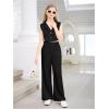imageVerdusa Girls 2 Piece Outfits Clothing Sets Button Front Crop Vest Blazer and Wide Leg PantsDark Black