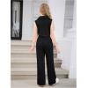 imageVerdusa Girls 2 Piece Outfits Clothing Sets Button Front Crop Vest Blazer and Wide Leg PantsDark Black