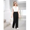 imageVerdusa Girls 2 Piece Outfits Clothing Sets Button Front Crop Vest Blazer and Wide Leg PantsWhite