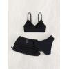 imageVerdusa Girls 3 Piece Bikini Swimwear Cute Swimsuits Bathing Suit High Waisted with Cover Up Beach SkirtBlack