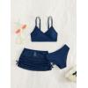 imageVerdusa Girls 3 Piece Bikini Swimwear Cute Swimsuits Bathing Suit High Waisted with Cover Up Beach SkirtDark Blue