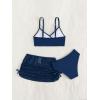 imageVerdusa Girls 3 Piece Bikini Swimwear Cute Swimsuits Bathing Suit High Waisted with Cover Up Beach SkirtDark Blue