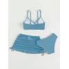 imageVerdusa Girls 3 Piece Bikini Swimwear Cute Swimsuits Bathing Suit High Waisted with Cover Up Beach SkirtDusty Blue