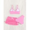 imageVerdusa Girls 3 Piece Bikini Swimwear Cute Swimsuits Bathing Suit High Waisted with Cover Up Beach SkirtPink