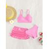 imageVerdusa Girls 3 Piece Bikini Swimwear Cute Swimsuits Bathing Suit High Waisted with Cover Up Beach SkirtPink