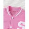 imageVerdusa Girls 3 Piece Outfit Letter Graphic Bomber Jacket Cami Top and Skirt SetsLight Pink and White
