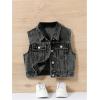 imageVerdusa Girls Denim Vest Button Down Fashion Sleeveless Jean Jacket Cute Crop TopsBlack