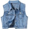 imageVerdusa Girls Denim Vest Button Down Fashion Sleeveless Jean Jacket Cute Crop TopsBlue